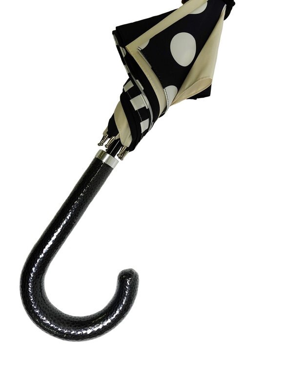 +RING レディース向け プラスリング 雨傘（長）60cm BLK/WHT T1401 黒