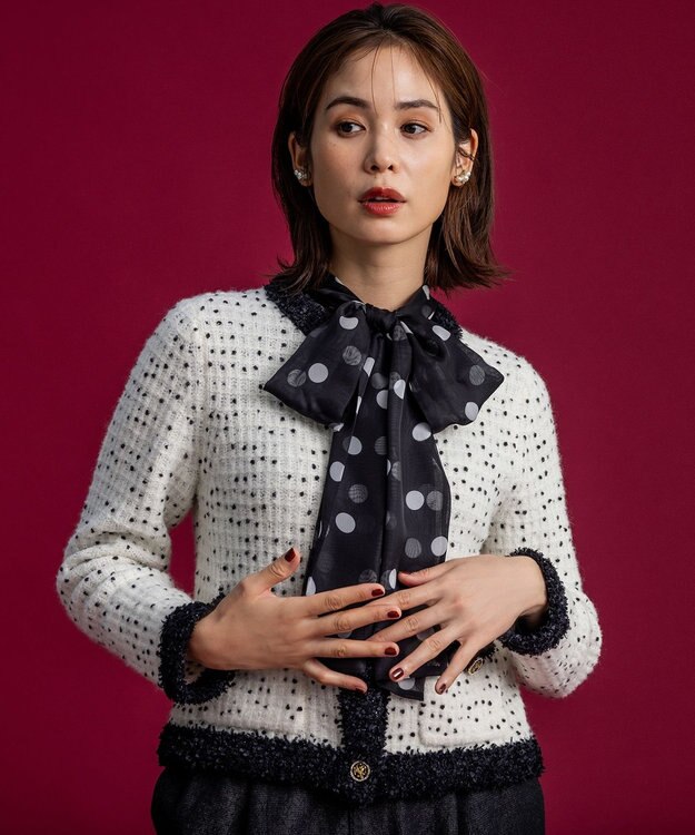 組曲 S 【組曲×setsuko sagittaire】サジテール釦ツイードニットジャケット アイボリー系