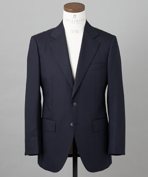 GOTAIRIKU 横に伸びる【TasmaniaWool/タマニアウール】ストレッチ スーツ（ネイビーストライプ） ネイビー系1
