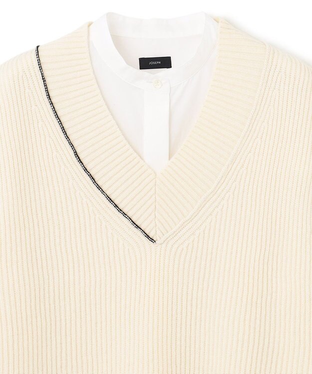 JOSEPH ポプリンシャツ×ニットベスト Ivory