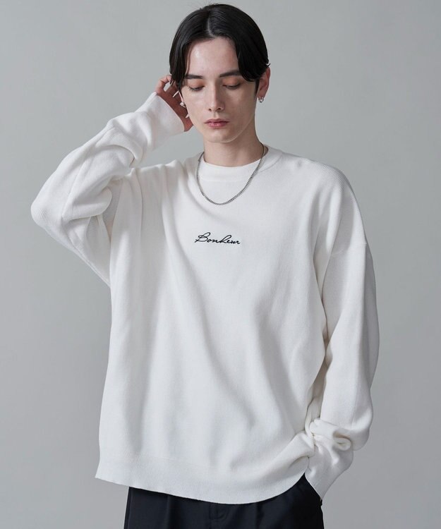 WEGO 【2点SET】アクセ付きワンポイントニットプルオーバー オフホワイト