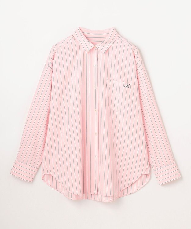 ANY ANYオーバーサイズシャツ ピンクストライプ