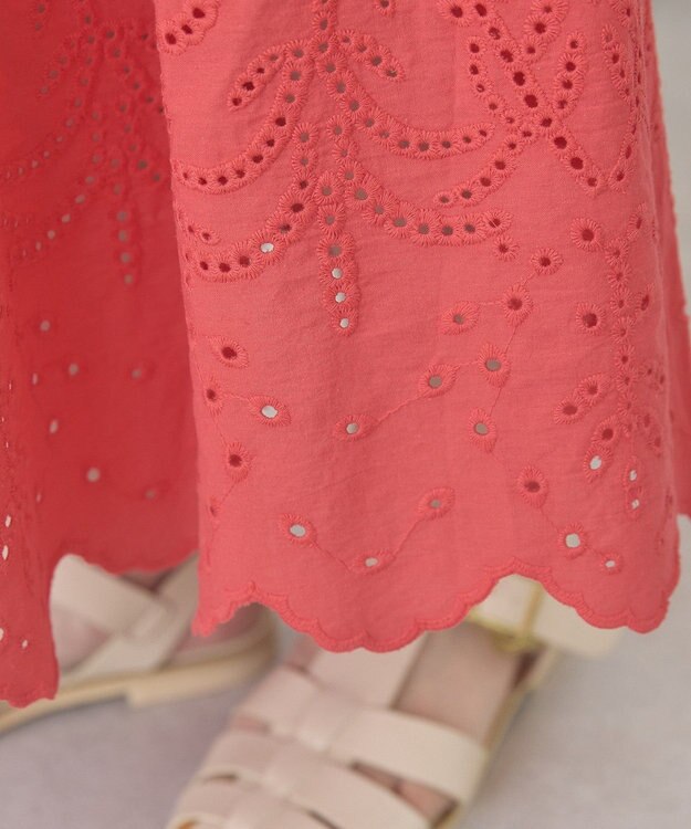 AMERICAN HOLIC アイレット刺繍ティアードスカート Red