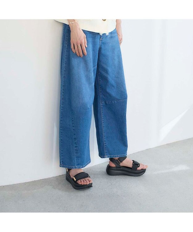 MODE ET JACOMO <noyau>厚底サテンベルクロスポーツサンダル ブラック