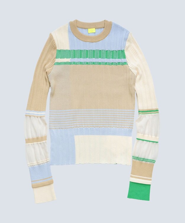 COQ FLAG カラーブロックリブニット ベージュ