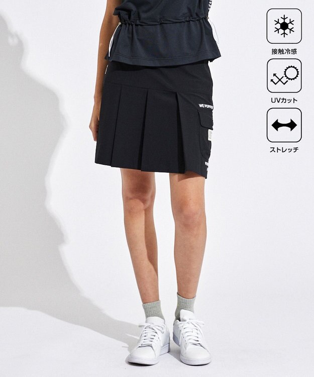 PW CIRCULUS 【UVカット / 接触冷感 / 伸縮性抜群】【WOMEN】フロントプリーツ ゴルフウェア レディース ブラック系