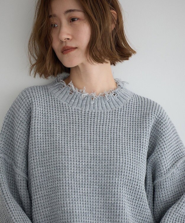 YECCA VECCA ダメージルーズニット Blue