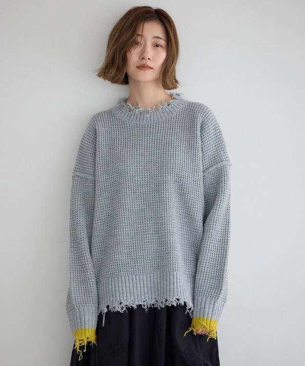 YECCA VECCA ダメージルーズニット Blue