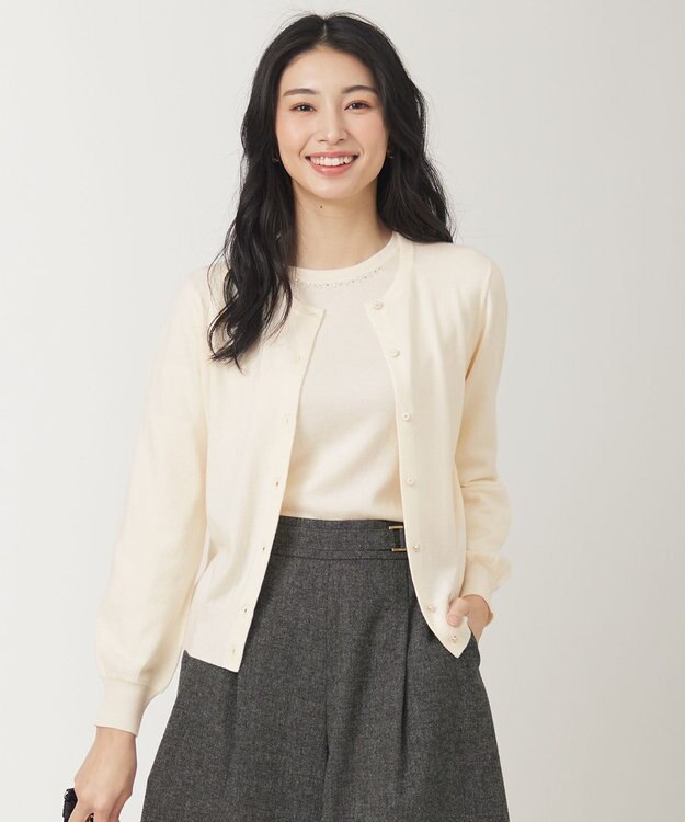 ANY SIS 【洗える】ウールブレンド カーディガン アイボリー