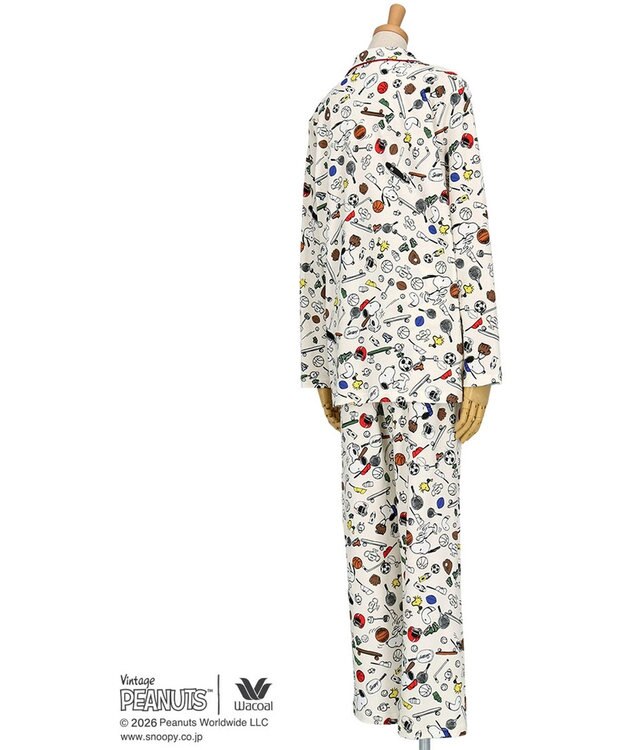 WACOAL PEANUTS パジャマ 長袖 長ズボン 綿100%(本体) スヌーピー レディース FDX562 /ワコール アイボリー