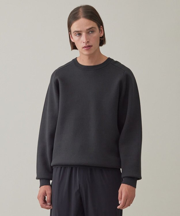 UNFILO MENS 【新色追加】スウェットライク クルーニット [24年秋冬商品] ダークグリーン