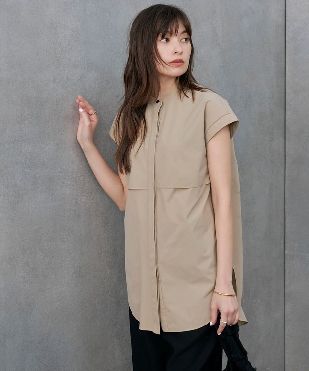 ICB L 【接触冷感・UVカット・撥水・洗える】 プルーフ4WAYタフタ ブラウス ベージュ系