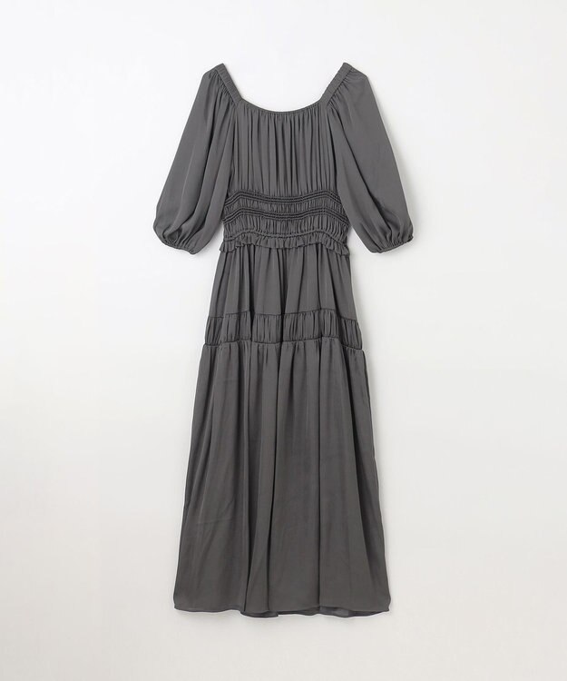 GRACE CONTINENTAL スクエアギャザーワンピース グレー