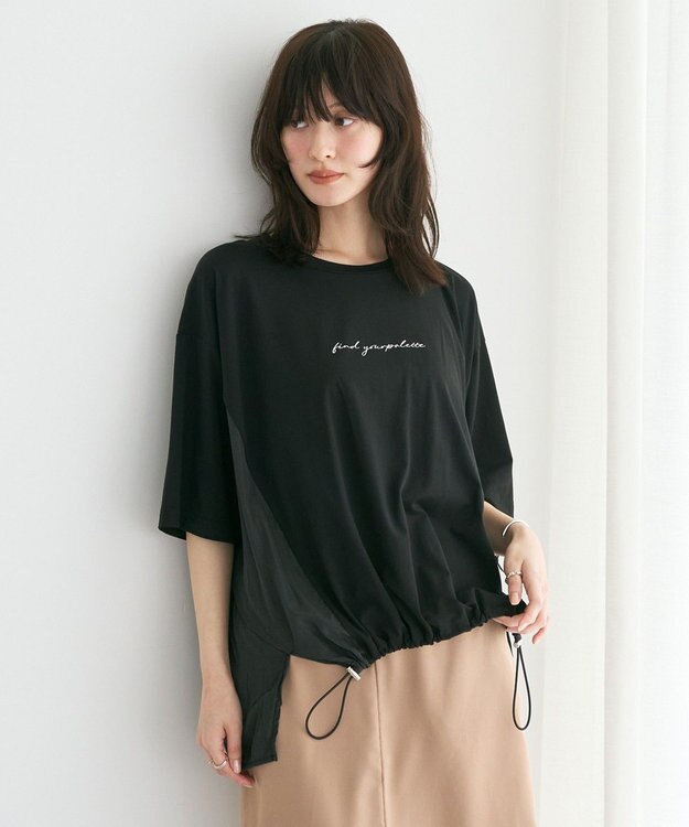 YECCA VECCA 裾ドロストデザインロゴTee Black