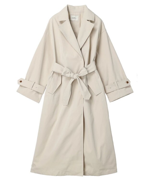 earth music&ecology 着流しロングトレンチ Ecru