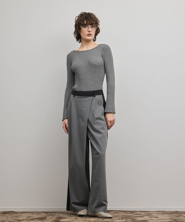 GRACE CONTINENTAL アイレットリブニットトップ グレー