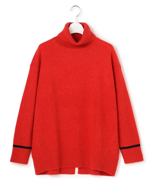 J.PRESS YORK STREET 【WOMEN】ウールカシミヤ デザインタートルネック ニット レッド系
