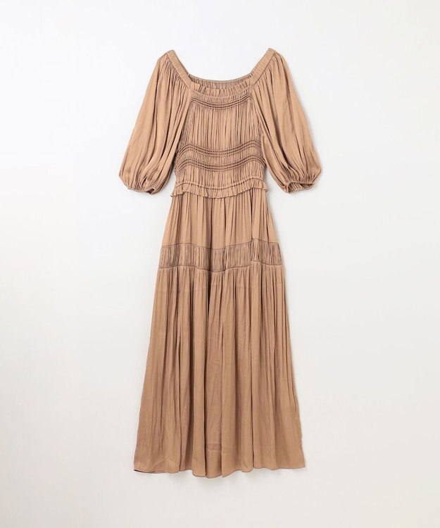 GRACE CONTINENTAL スクエアギャザーワンピース ベージュ