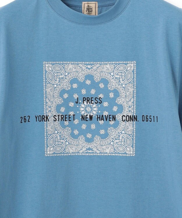J.PRESS MEN ペイズリーバンダナプリントTシャツ ダルブルー系