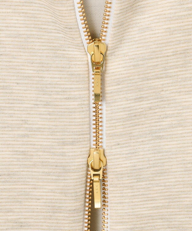 ANY L ラメダンボールダブルジップパーカー オートミール