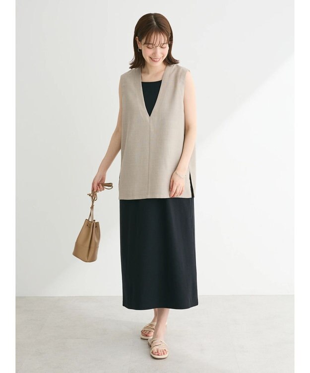 Green Parks ＳＥＴ２点ベスト＋マルチストラップワンピース Beige