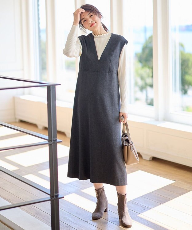 ANY 【洗濯機可】ライトツイードジャンスカ チャコール