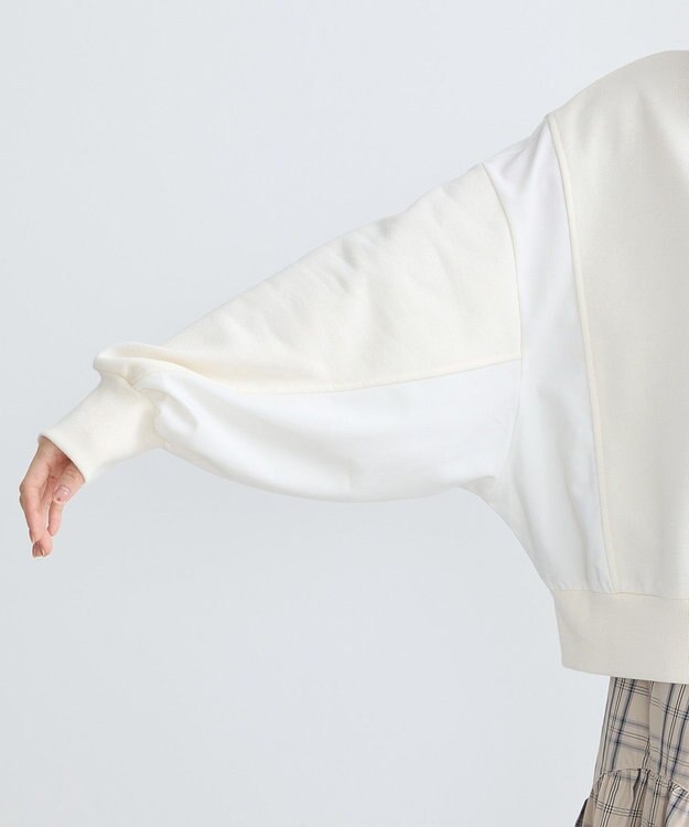 earth music&ecology 異素材ドッキングスウェット Ivory