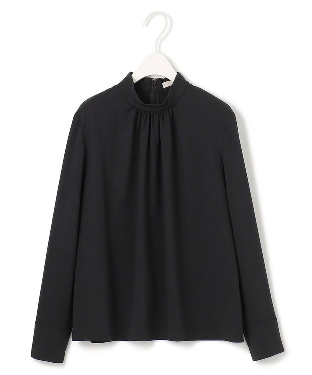 ICB 【洗える】ストレッチジョーゼット ハイネックブラウス ブラック系