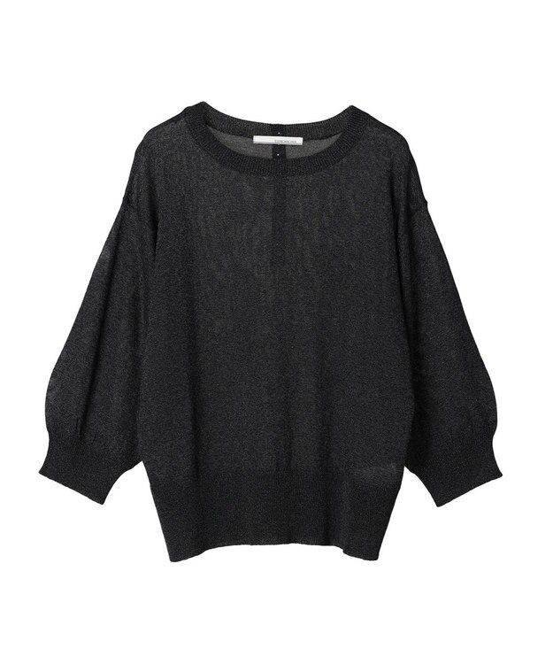 Green Parks ・ＥＬＥＮＣＡＲＥ　ＤＵＥバックパールシアー５分ニット Black