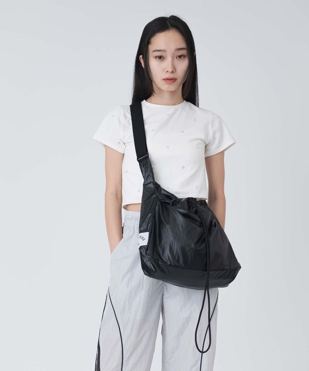 WEGO 【CONVERSE/ユニセックス着用ITEM】別注CONVERSEドローコードショルダーバッグ ブラック