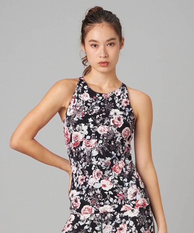 Chacott Chacott BALANCE ホリデーローズブラトップ ブラックプリント