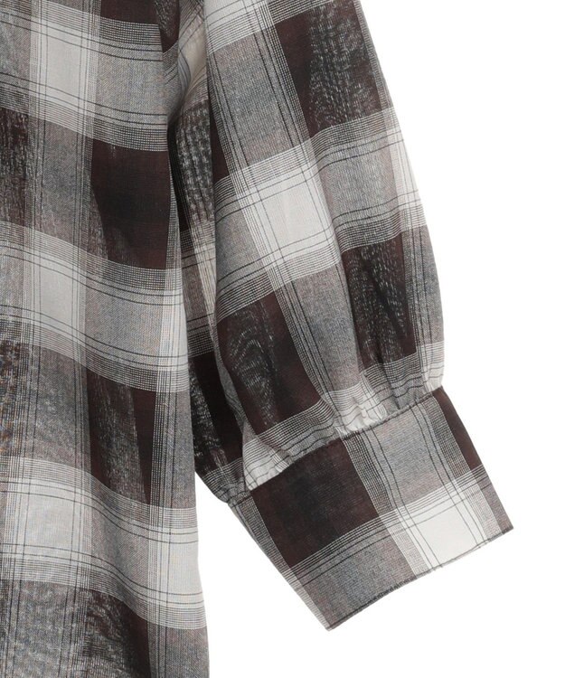 earth music&ecology 【2WAY】２ｗａｙショルダードロストリボンチェックシャツ Brown