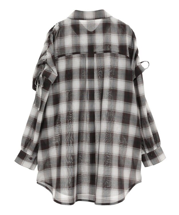 earth music&ecology 【2WAY】２ｗａｙショルダードロストリボンチェックシャツ Brown