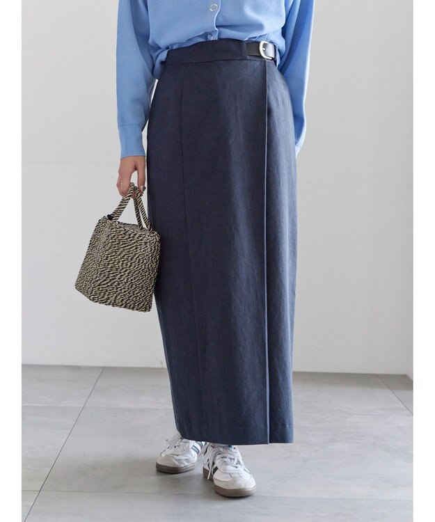 Te chichi サイドベルトチノタイトスカート ネイビー