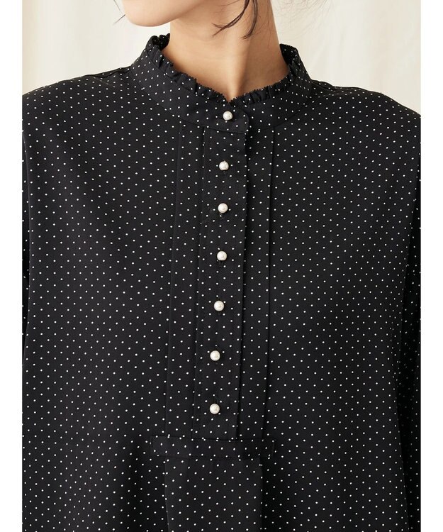 CRAFT STANDARD BOUTIQUE ピコフリルドットブラウス Black