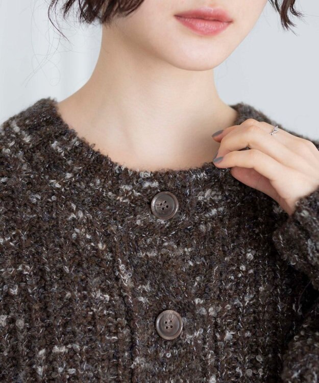 WEGO ミックスブークレ2WAYカーディガン ブラウン