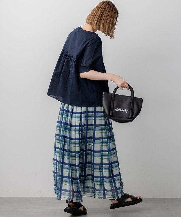 23区 【WEB&一部店舗限定】コットンローン ピンタック フレア ブラウス ネイビー系