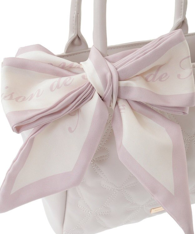Maison de FLEUR スカーフ付きリボンキルティング2Wayトート Light Pink