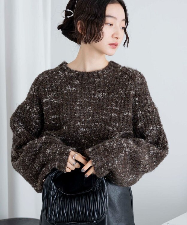 WEGO ミックスブークレ2WAYカーディガン ブラウン