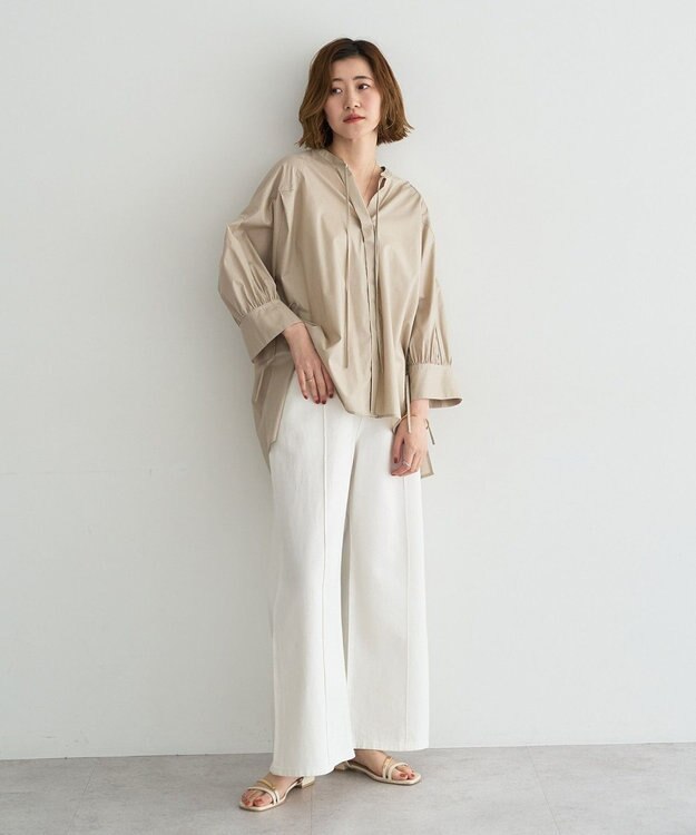 YECCA VECCA 【ORGABITS】5分袖スキッパーシャツ Beige