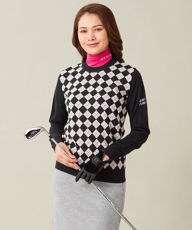 23区GOLF 定番あたたかインナー【WOMEN】エニワイズ無地 カットソー ピンク系