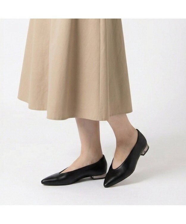 MODE ET JACOMO <MODE ET JACOMO>Uカットフラットプレーンパンプス ブラック