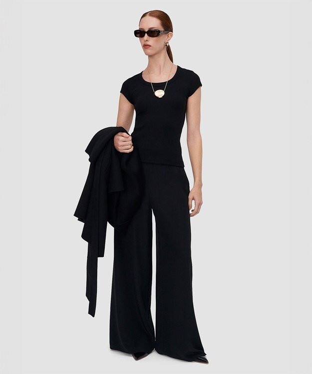 JOSEPH コットンリブ　トップ Black