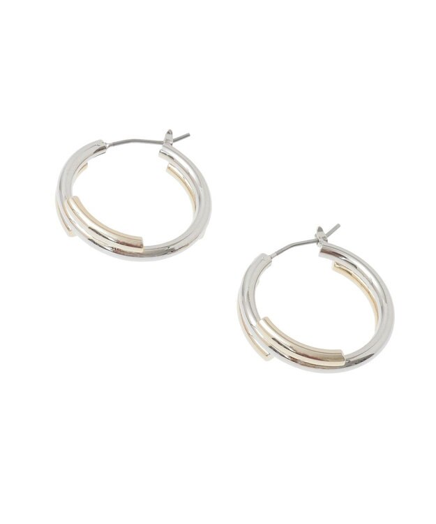 AMERICAN HOLIC コンビメッキデザインフープピアス Silver