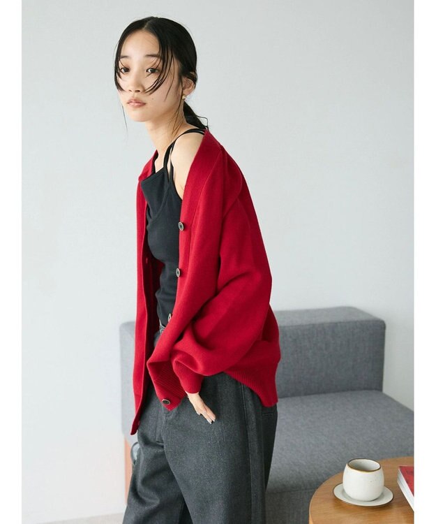 CRAFT STANDARD BOUTIQUE アウトリンキングニットカーディガン Red