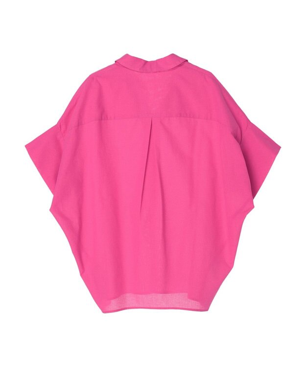 Green Parks 綿麻混スキッパーシャツ Shocking Pink