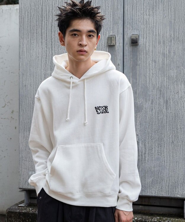 WEGO 【裏起毛/ユニセックス着用ITEM】リラックスフィットグラフィックパーカー ホワイト