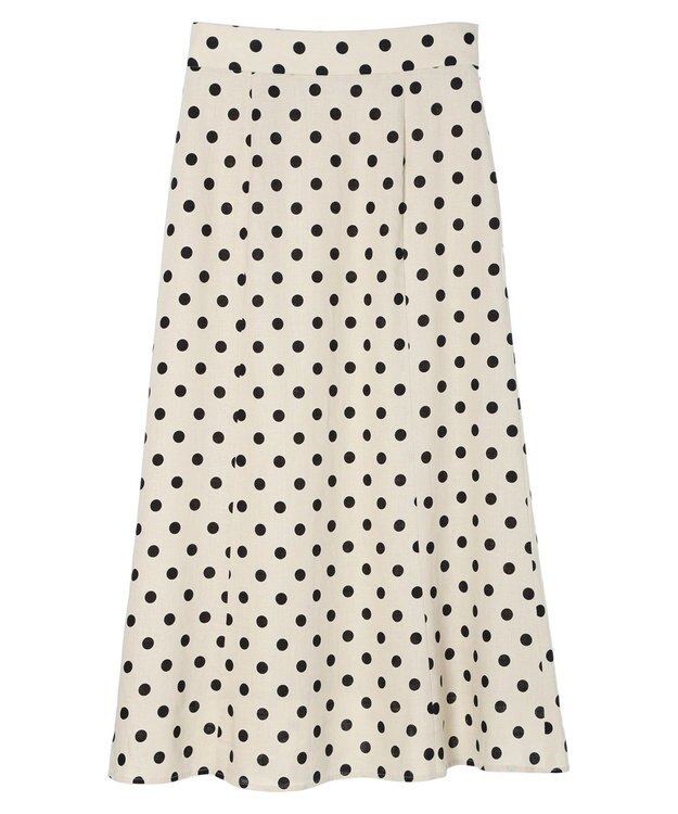 YECCA VECCA レーヨンリネンドットマーメイドスカート Light Beige