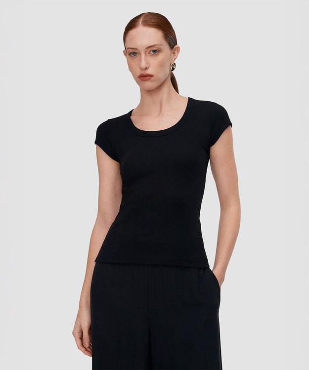JOSEPH コットンリブ　トップ Black