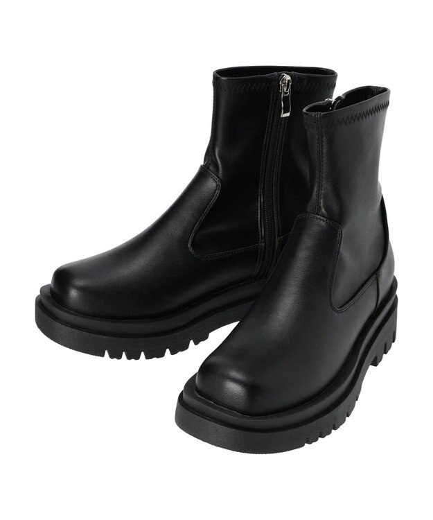 Green Parks ・ＬＥＮＡ　ストレッチ厚底ショートブーツ Black